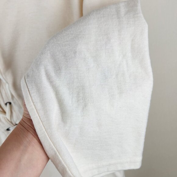 Madewell Cream Libra Lace Up Tee 3/4 Sleeve Top sz M Flawed - Picture 11 of 12